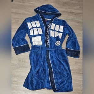 New Dr Who 2009 TARDIS Blue Hooded Bath Robe BBC Licensed One Size
